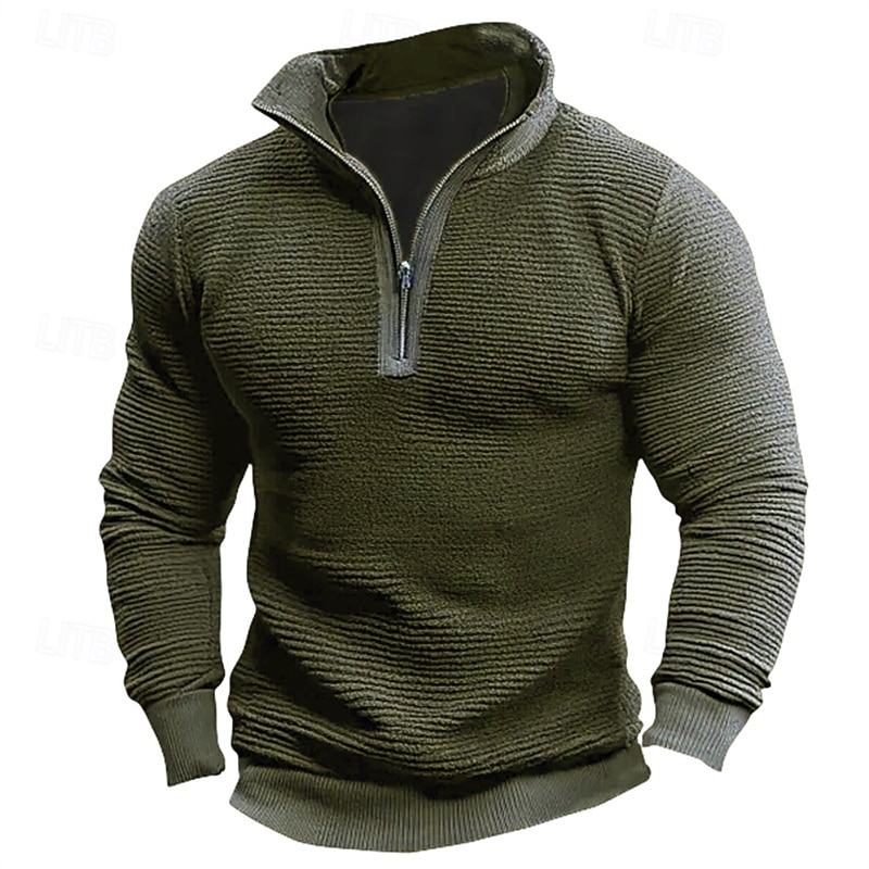 Men's Sweatshirt Quarter Zip Sweatshirt Wine Army Green Brown Coffee Gray Half Zip Plain Half Zip Sports & Outdoor Daily Holiday Polyester Streetwear Basic Casual Fall Winter Clothing Apparel Hoodies 2026 - $29.99 –P3