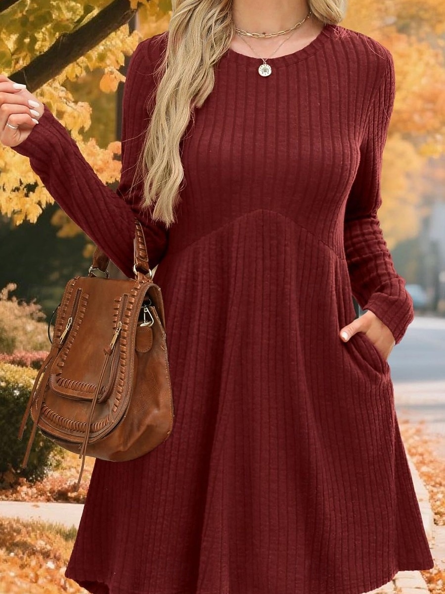 Γυναικεία Φόρεμα πουλόβερ Κομψό Βίντατζ Μοντέρνα Συμπαγές Χρώμα Κοτλέ Στρογγυλή Ψηλή Λαιμόκοψη Κουρελού Μακρυμάνικο Μακριές μπλούζες Πλέκω Σχολείο ΕΞΩΤΕΡΙΚΟΥ ΧΩΡΟΥ Σπίτι Μαύρο Ρουμπίνι 2026 - $25.99 –P1