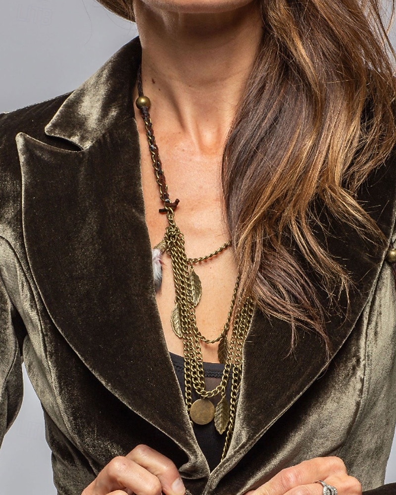 Per donna Blazer Blazer di velluto Confortevole Tasca Moda Semplice Feste Festa / Sera Casuale Corto Regolare Collo ripiegato Vestibilità regolare Manica Lunga Capispalla blu navy Nero Vino Primavera del 2026 a $35.99 –P4