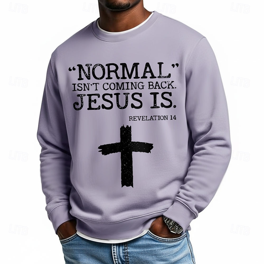 Per uomo Gesù Fede Felpa Moda Quotidiano Casual Manica Lunga Girocollo Casa Sport all'Aperto Abbigliamento casual alla moda Blu chiaro Nero Rosso Blu Viola chiaro Girocollo 3D Tutte le stagioni del 2026 a $28.99 –P1