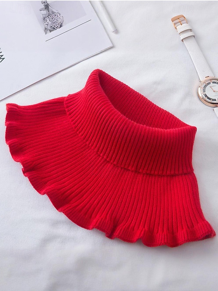 Col côtelé en acrylique de Noël pour femme – confortable et élégant avec des bords volantés, disponible en plusieurs couleurs, parfait pour les vacances d'hiver et les occasions festives de 2026 ? $7.99 –P5