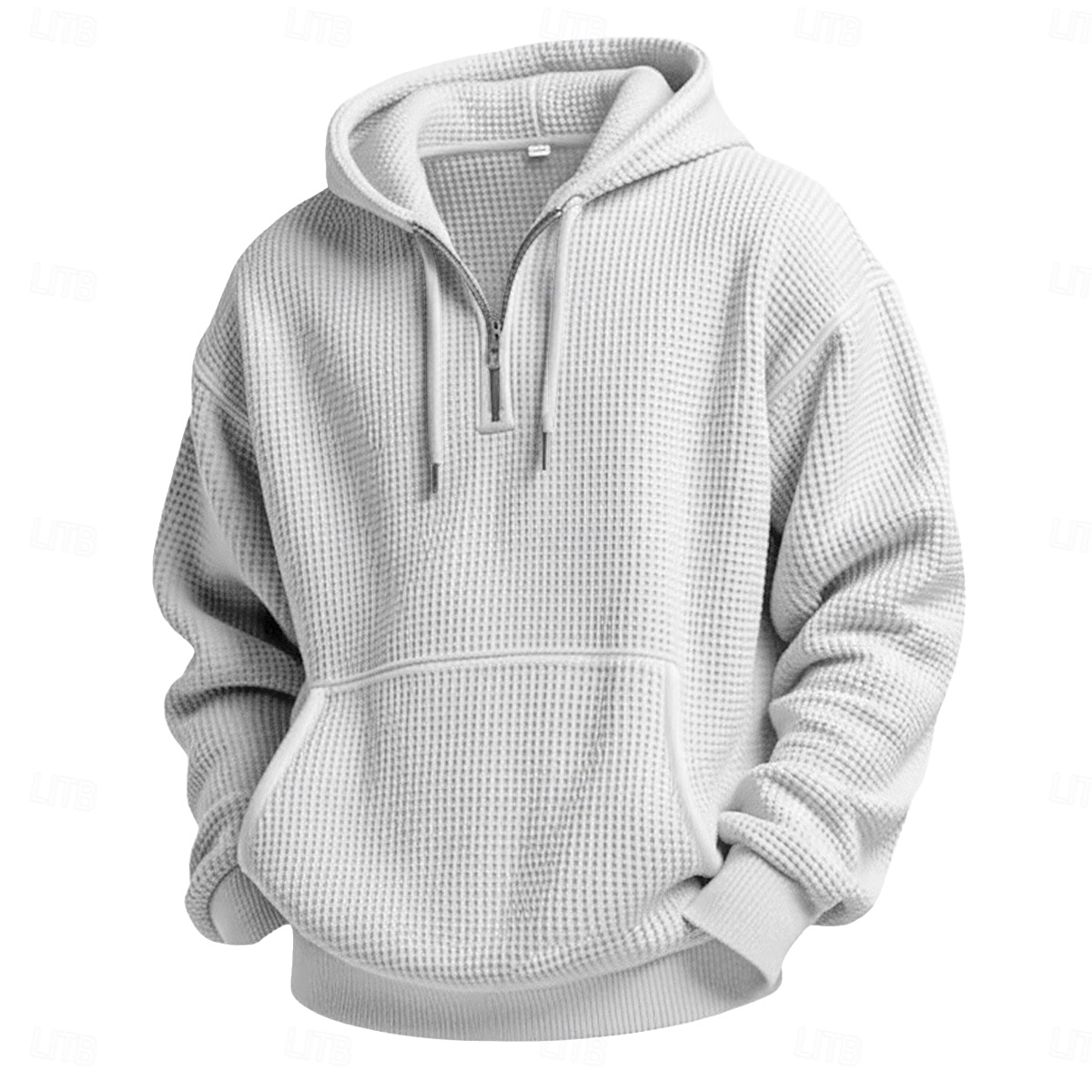 Homme Sweat à capuche Sweat à capuche gaufré Sweat à capuche quart zippé Blanche Vert Claire Vert Véronèse Rouge bleu marine À capuche Uni Poche kangourou Texturé Sport & Loisir Occasionnel Quotidien de 2025 ? $27.99 –P12