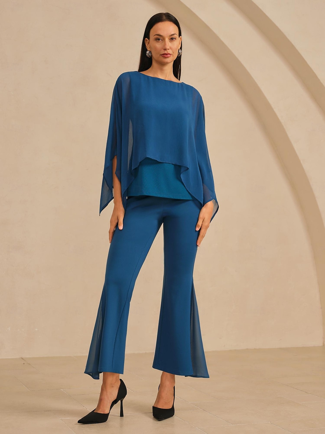 Женский топ-накидка, элегантный, стильный, роскошный, из модала, шифона, с круглым вырезом, без рукавов, повседневный, для отдыха, весна-лето-осень 2026 - $72.99 –P2