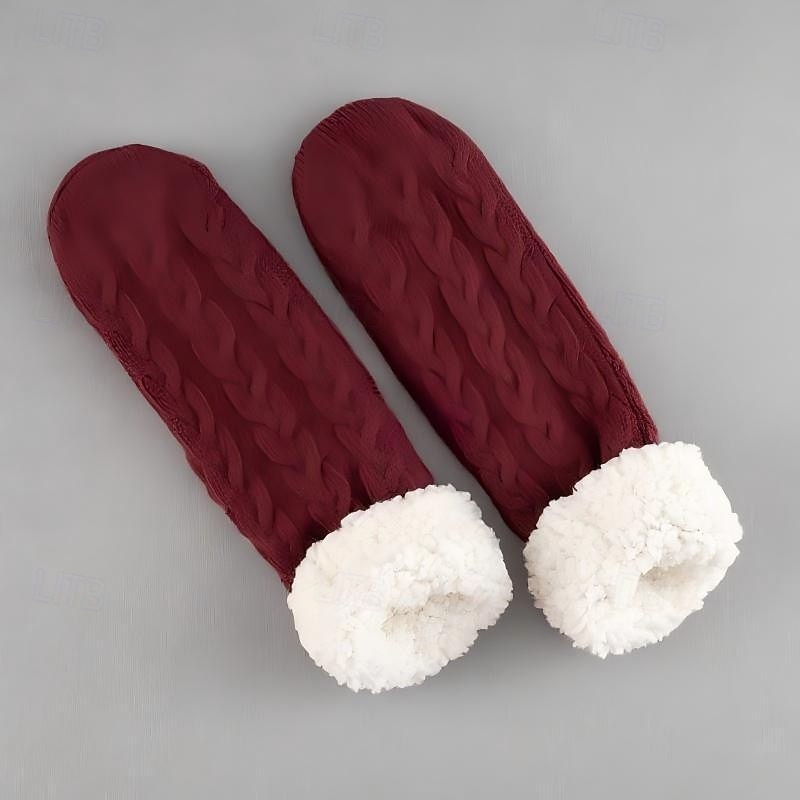 Zimní silné chlupaté podlahové ponožky, protiskluzové teplé vnitřní pantofle pro muže a ženy, útulné flanelové domácí ponožky do poloviny lýtek 2026 - $9.99 –P8