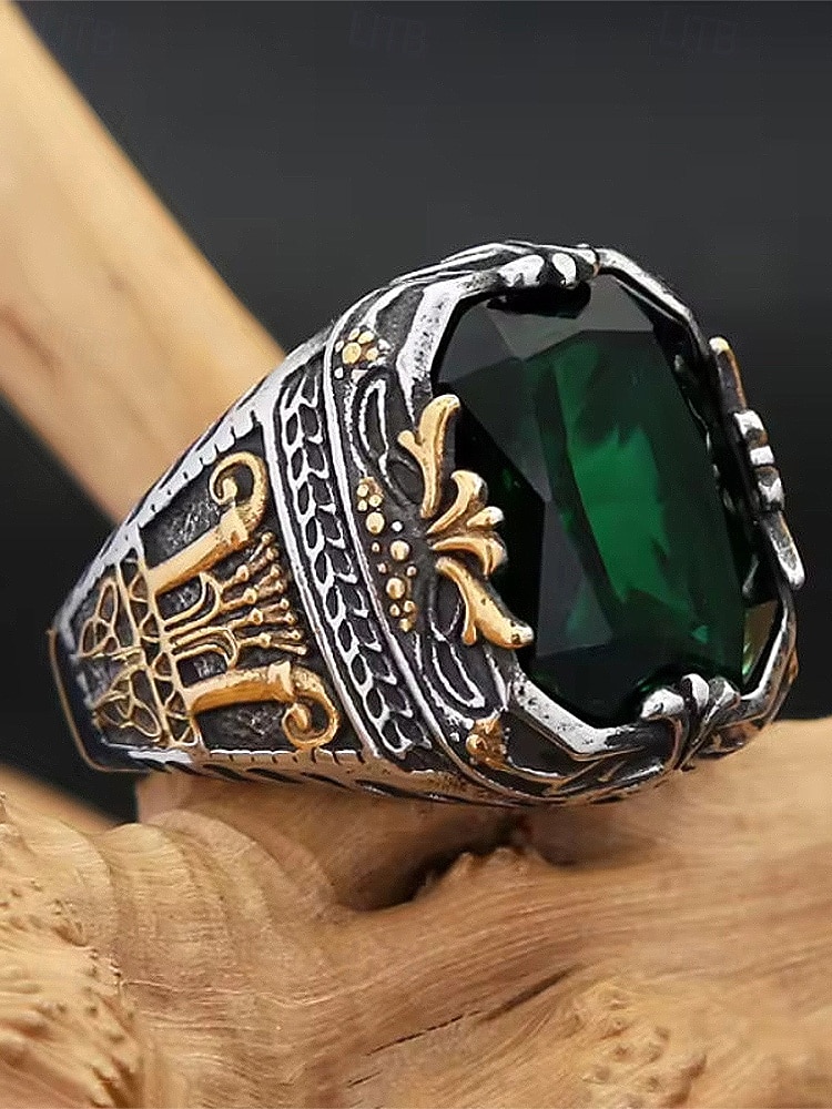 Bague en alliage pour homme avec pierres précieuses, bijou gothique vintage avec grosse pierre, accessoire de mode multicolore, cadeau de Noël unique pour les fêtes et au quotidien de 2025 ? $11.99 –P7