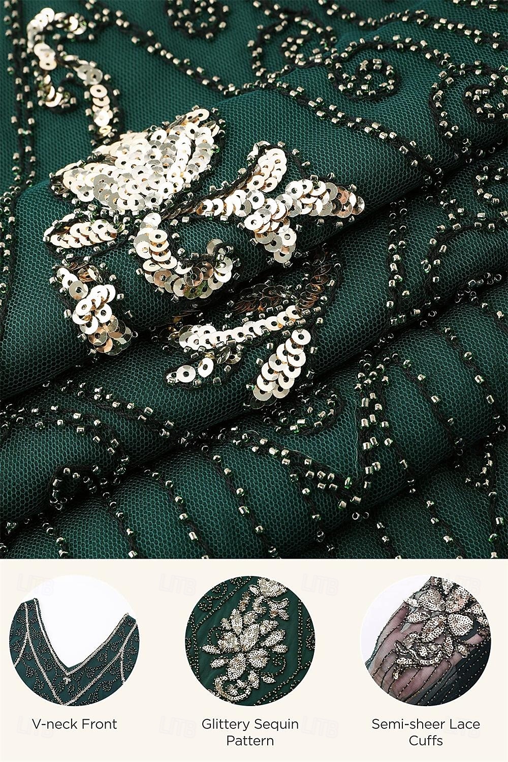 Set Anni Ruggenti Anni 1920 Midi Abito Flapper Abito da cocktail Costume di fantasia con accessori Maniche corte Il grande Gatsby Ragazza Flapper Paillettes Frangia con nappe Scollo a V Costume Per del 2026 a $52.99 –P3