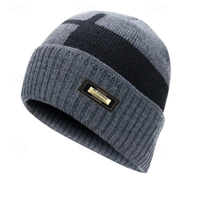 Herre Unisex Beanie lue Vinterhatter Luer Strikk lue Vinterlue Svart Navyblå Akryl Fiber Strikket Koselig Dagligdagstøy Ut på byen Fargeblokk Varm 2026 - $8.49 –P3