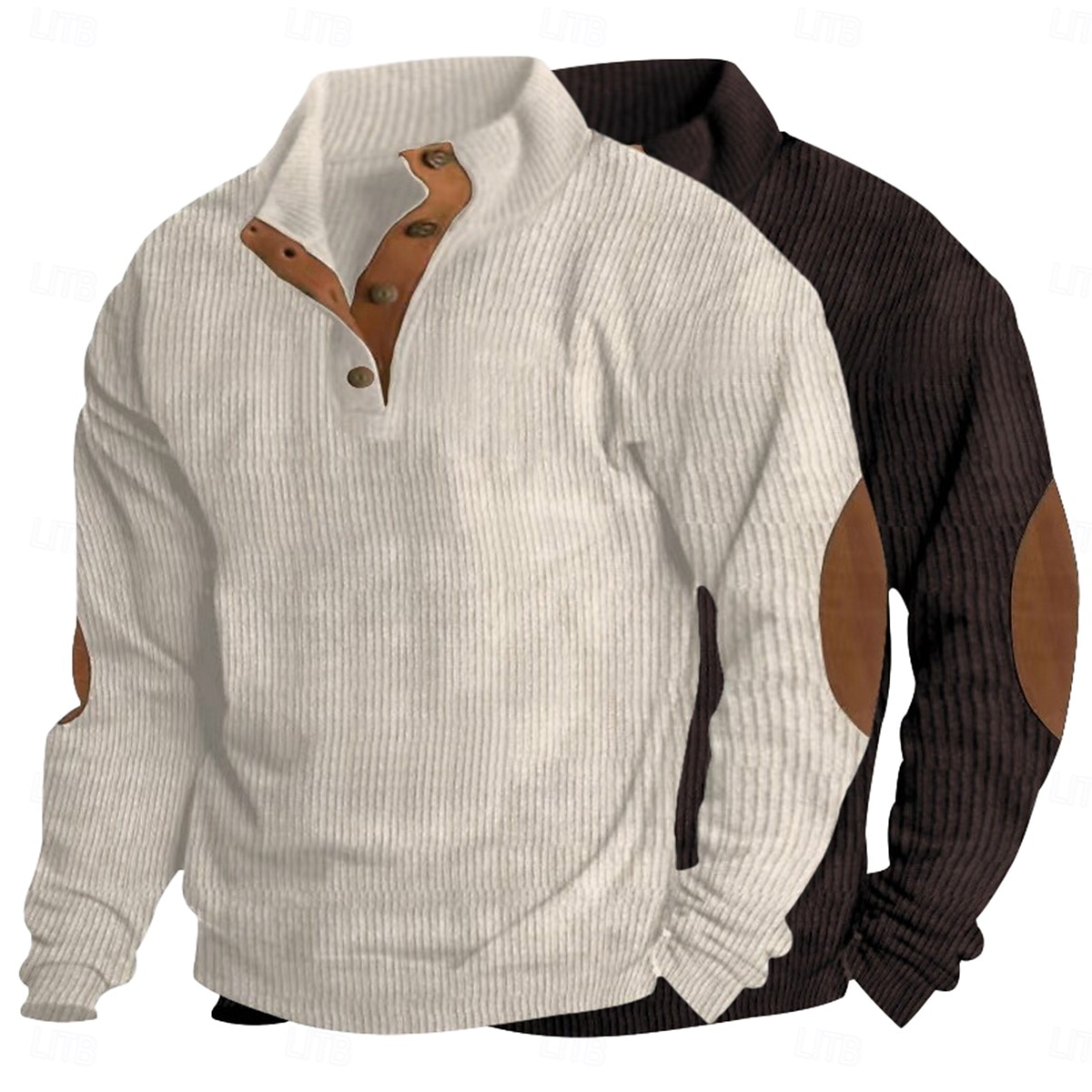 Per uomo Maglia Velluto a coste Felpa con cappuccio Maglione Felpa con cappuccio abbottonata Vino+Nero bianco+vino rosso Bianco+verde militare Albicocca+Caffè Blu denim + nero Colletto Mao Semplice del 2026 a $39.99 –P9