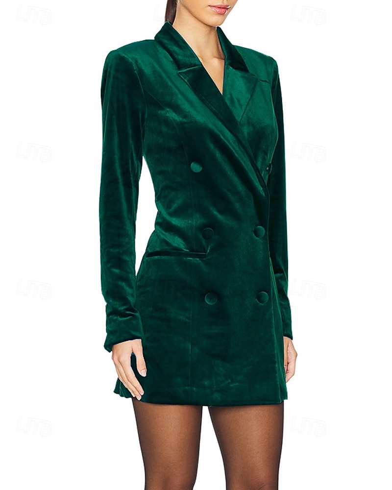Per donna Mini Abito Abito in Velluto Vestito da Festa Abito da Cocktail Abito blazer Elegante Moda Festa serale Feste Cocktail party Vestibilità regolare Semplice Manica Lunga Colletto a Camicia del 2026 a $43.99 –P7