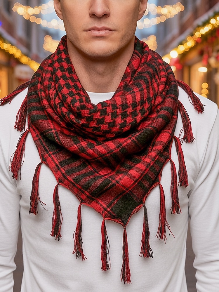 Weihnachtsschal für Herren – weiche, stylische und warme karierte Schals in mehreren Farben für Winterferien, Freizeitkleidung und Partys im Freien 2025 - $9.99 –P2