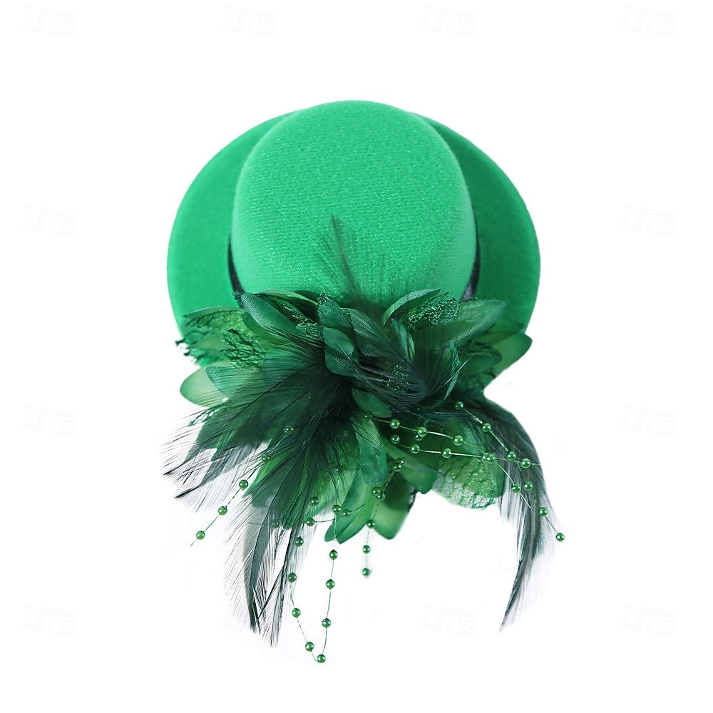 fascinators Fjädrar Fedorahatt Bröllop Tebjudning Hästrace cocktail Elegant Vintage söt stil Med Fjäder Hårbonad Huvudbonader 2026 - $16.49 –P9
