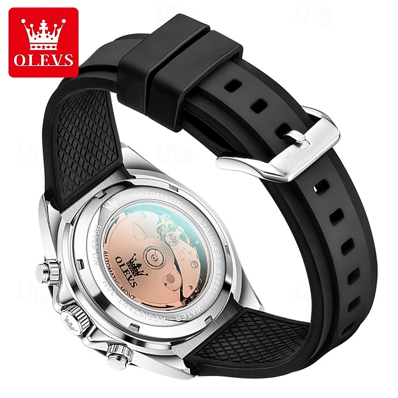 The New Olevs Silicone Men'S Business Watch With Luminous Calendar And Moon Phase Display A Multi-Functional Fully Automatic Mechanical Watch Is A Fashionable Casual Waterproof Sports Wristwatch 2026 - $95.99 –P7