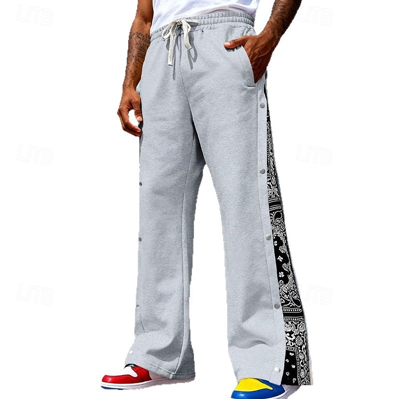 Homens Calças Esportivas Calça de moletom com pernas largas Calças Calças largas Com Cordão Cintura elástica Botão Lateral Bloco de cor Tecido Pavio Humido Respirável Comprimento total Esportes de 2026 por $25.99 –P5