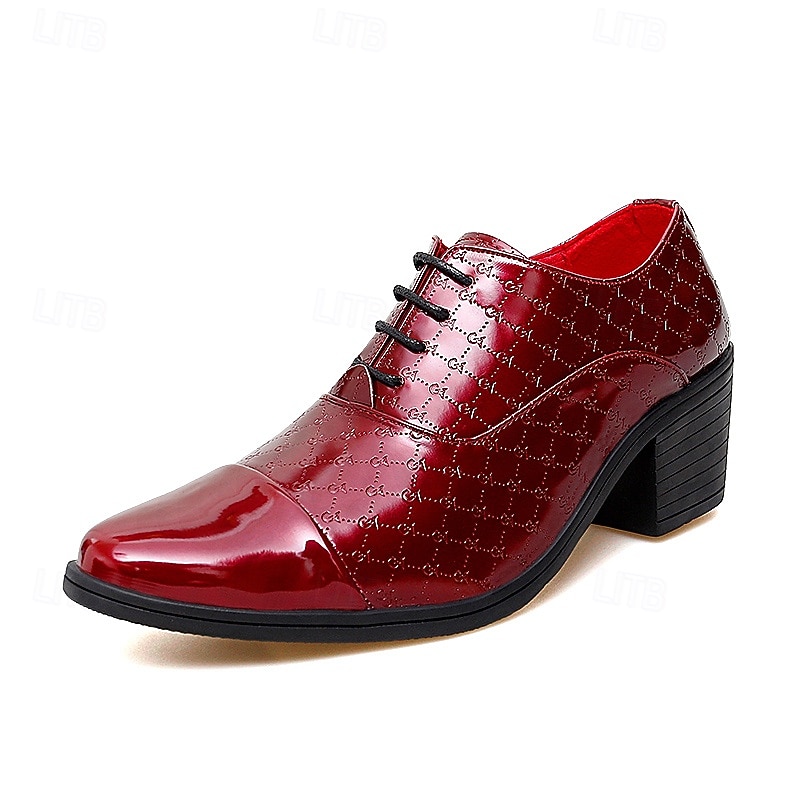 Zapatos de vestir para hombre de piel sintética roja con detalle de tachuelas: elegantes zapatos de fiesta de Navidad para hombre. 2026 - $59.99 –P3