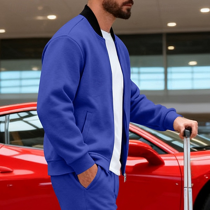 Homens jaqueta leve Jaqueta casual Férias Diário Respirável Bolsos Primavera Outono Bloco de cor Moda Clássico Colarinho Chinês Padrão Preto Amarelo Vermelho Azul Marinha Azul Royal Casaco de 2026 por $19.99 –P4