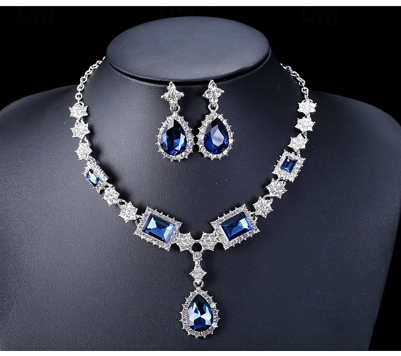 Naisten punainen jalokivikaulakoru ja korvakorusetti, elegantit kristallikorut joulujuhliin, lomalahjoihin &muodolliset tilaisuudet 2026 - $11.99 –P4