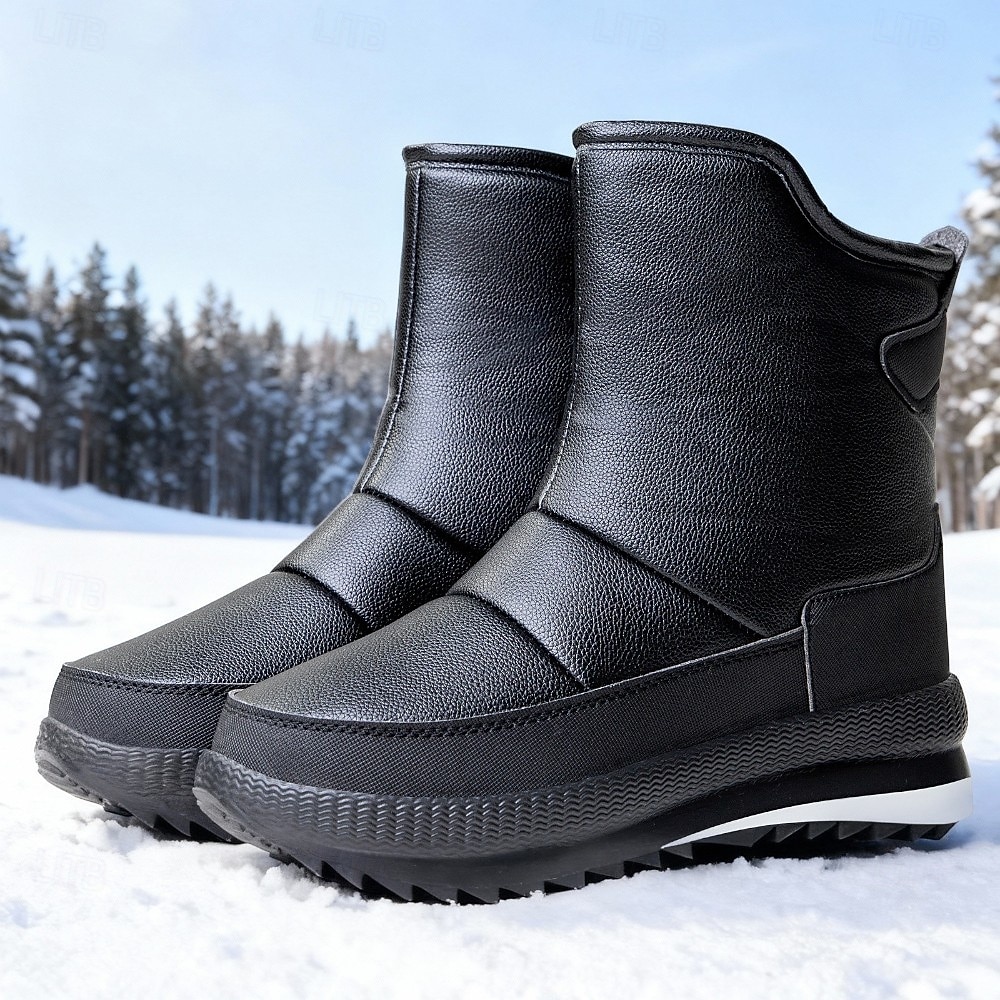 herrarnas halkfria varma vintersnökängor med dragkedja i sidan, avslappnade utomhusvattentäta ankelskor för kallt väder 2025 - $32.99 –P5