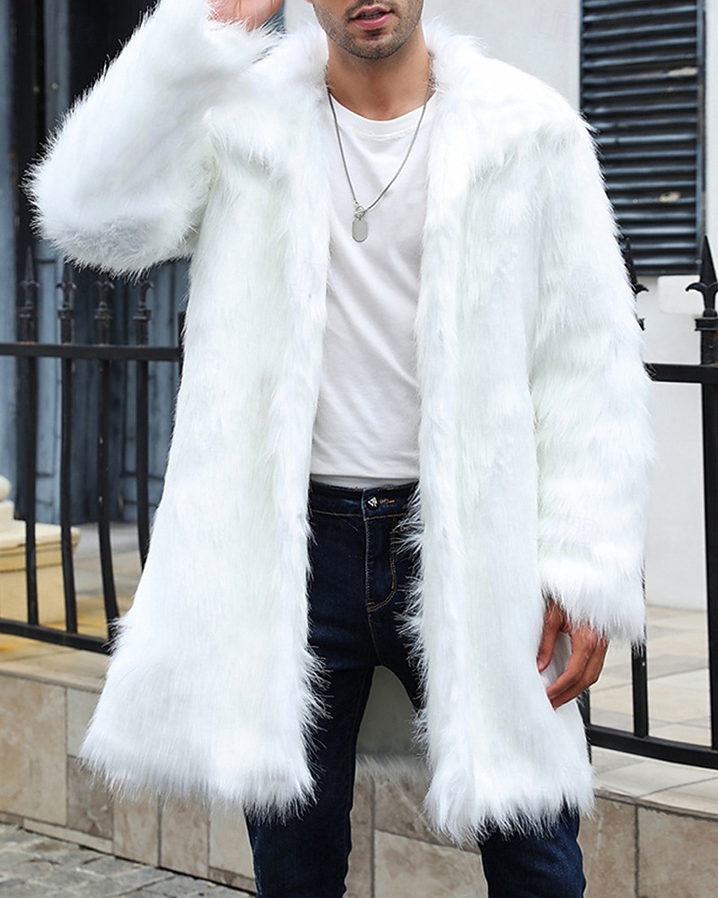 Herren Winterjacke Kunstpelzmantel Urlaub Täglich Thermowarm Fleece Herbst Winter Einfach Mode Streetwear Revers Lang Kamel Dunkelgrau Schwarz Weiß Gelb Jacken 2026 - $74.99 –P5