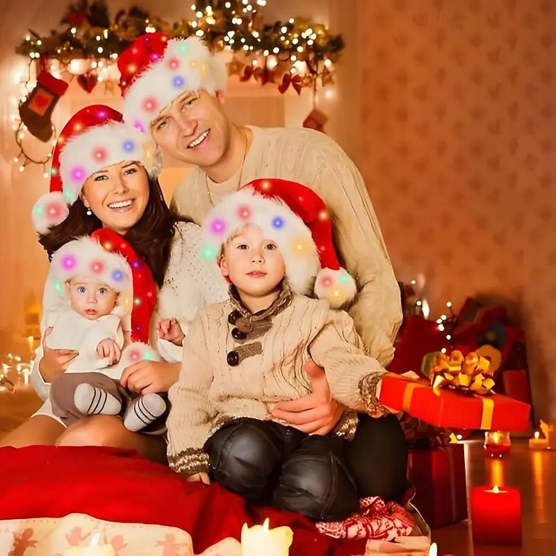Christmas LED illuminated Christmas hat with colorful warm light for adults and children, Christmas party decoration props 2025 - CAD $11.99 –P4