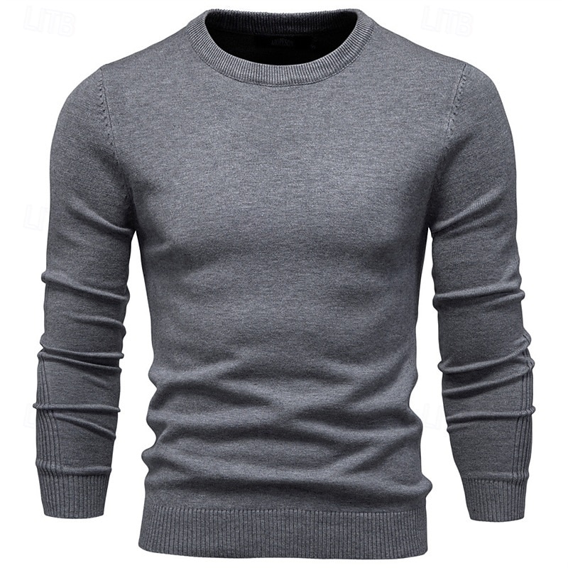Homme Pull Côtelé Tricoter Hauts Réguliers Tricoté Coupe ajustée Uni Col ras du cou Tricots Contemporain Occasionnel Tenue quotidienne Vêtement Tenue Automne & Hiver bleu marine M L XL de 2026 ? $22.99 –P1