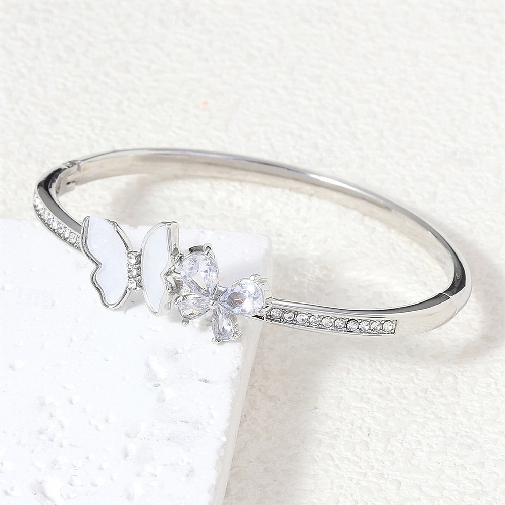 Zircone Stile Vintage Farfalla Carino Elegante Semplice Cromo Gioielli braccialetto Argento / Oro Per Matrimonio Feste Fidanzamento Balli di fine anno del 2026 a $10.99 –P4