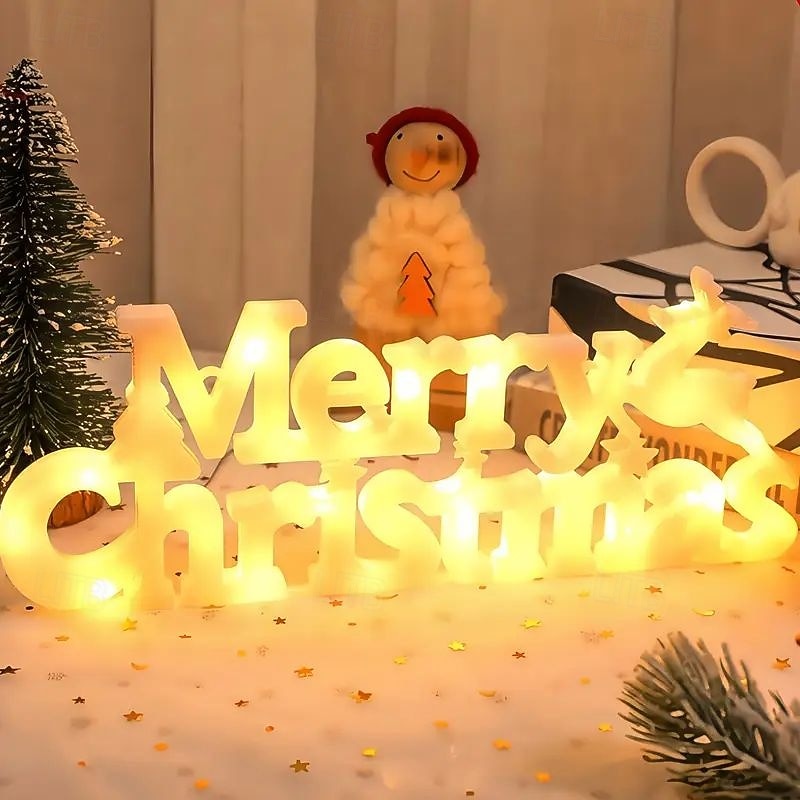 Christmas Decorative Lights LED Sign Lights Battery Powered for Christmas and New Year Home Porch Balcony Trees Bedroom Window Decoration Hanging Light 2025 - CAD $16.99 –P5