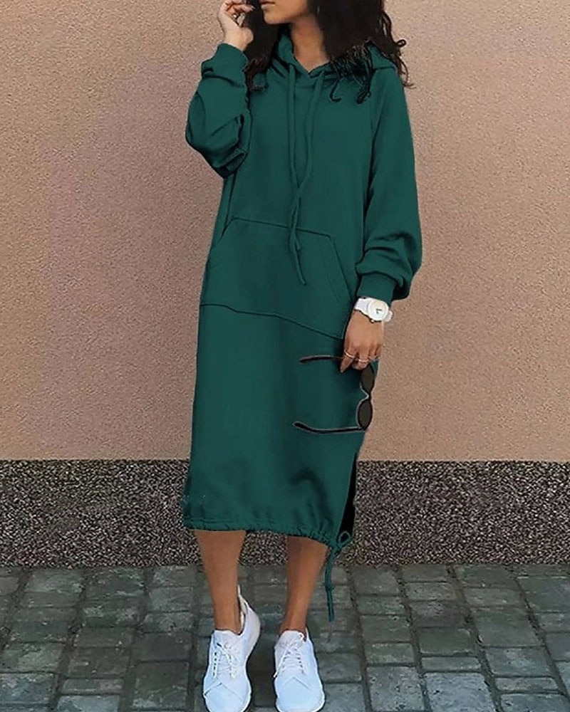 Жен. длинное платье платье макси Платье с капюшоном Повседневное платье Зимнее платье Элегантный стиль Мода Современное Повседневные на открытом воздухе Зимнее платье Свободное облегание 2026 - $25.99 –P7