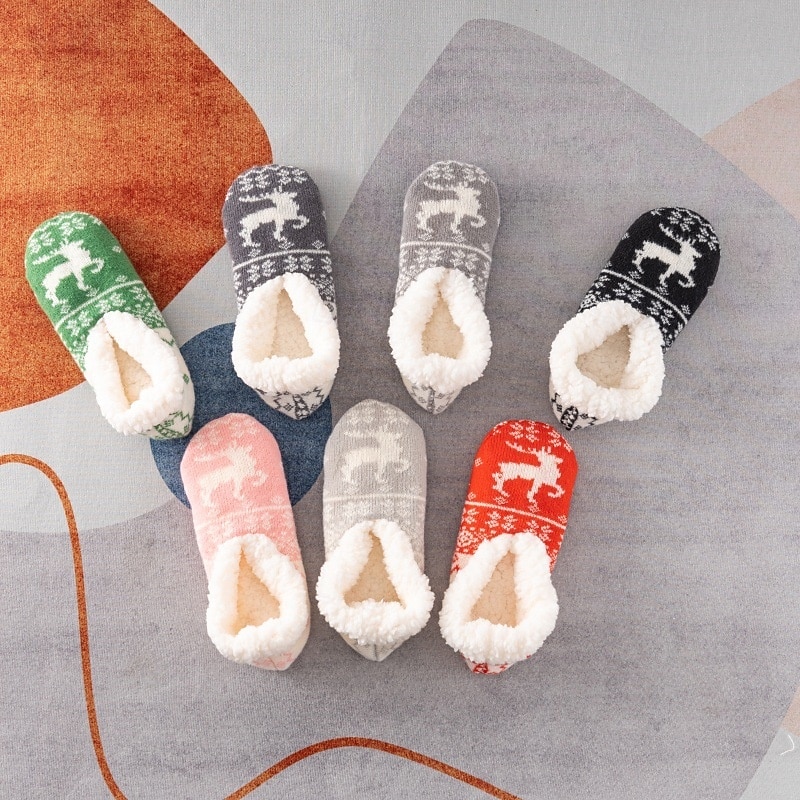 Damskie skarpetki podłogowe z wzorem gwiazdek, grube bawełniane pluszowe kapcie na zimę do domu lub do spania, ciepłe, wygodne, antypoślizgowe skarpetki do noszenia w domu 2026 - $12.99 –P10