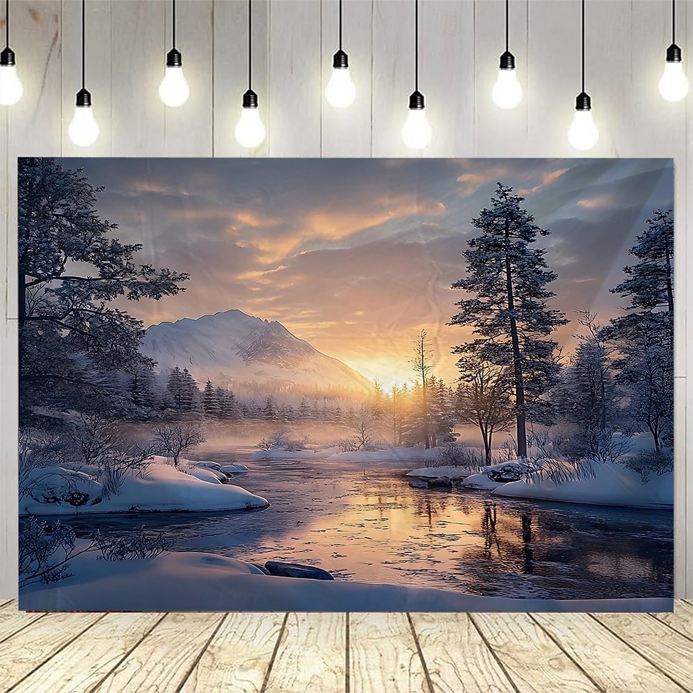 Vinterskog, solskinn, snølandskap, stor veggdekorasjon, fotobakgrunnsstoff, hjemmeinnredning til soverom, stue eller kontor 2026 - $16.99 –P7