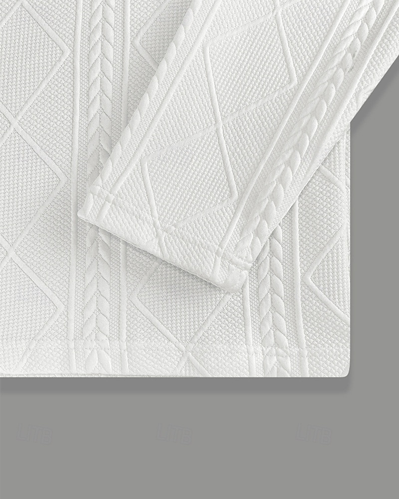 رجالي قميص الجولف قمصان بولو الجولف عمل فضفاض Lapel كم طويل أساسي الحديث سهل قماش الجاكار Buttons الربيع الخريف عادي أبيض قميص الجولف 2025 - $25.99 –P8