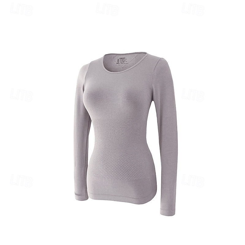 Dame Basislag Topp Varmt undertøy Topper Vinter Rishvit Svart Treningsklær Løp Trening Fleece-fôret Ultramyk Langermet Sport Sportsklær 2026 - $15.49 –P8