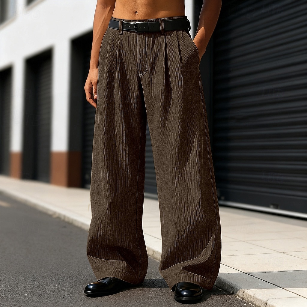 Men's Trousers Dress Pants Corduroy Pants Slacks Baggy Pants Front Pocket Plain Comfort Full Length Outdoor Home Party Vacation Fashion Loose Fit Black Khaki Inelastic 2026 - $25.99 –P5
