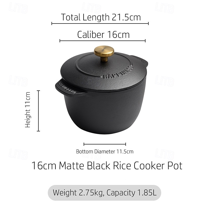 Casseruola in Ghisa Olandese da 16 cm - Cottura di Riso Nera  Piatto per Stufato - Utensili da Cucina Versatili per Cottura e Stufatura (1.5 Quart) Regalo di Natale del 2026 a $83.99 –P2