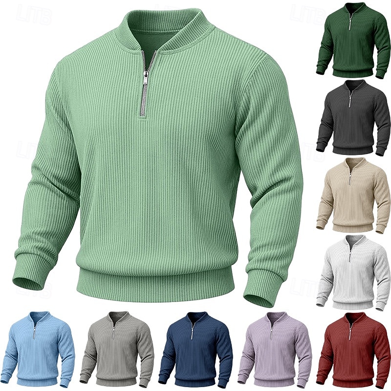 Miesten College Vakosametti Pullover-huppari Aja sivuun Quarter vetoketjullinen collegepaita Aprikoosi Valkoinen Rubiini Laivaston sininen Tumman vihreä Pystykaulus Tavallinen Textured Urheilu ja 2025 - $32.99 –P1