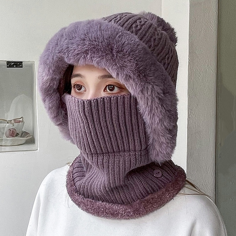 Dámské Čepice Zimní čepice Větruvzdorné Teplý ulice Denní Víkend Úplet Čistá barva 2025 - $26.99 –P2