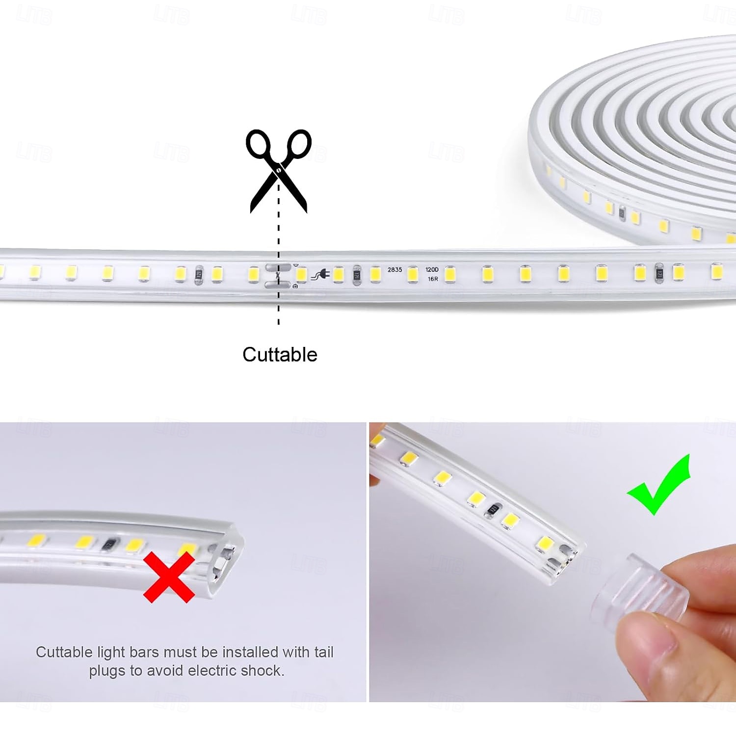 2025年 LED防水IP65ライトストリップ、16.4～328フィート、強力な粘着剤付きLEDライトストリップ、単列120LED、二列240LED、オン/オフスイッチ付きプラグワイヤー、屋内寝室キャビネット下装飾用  コレクション – $21.99 –P9