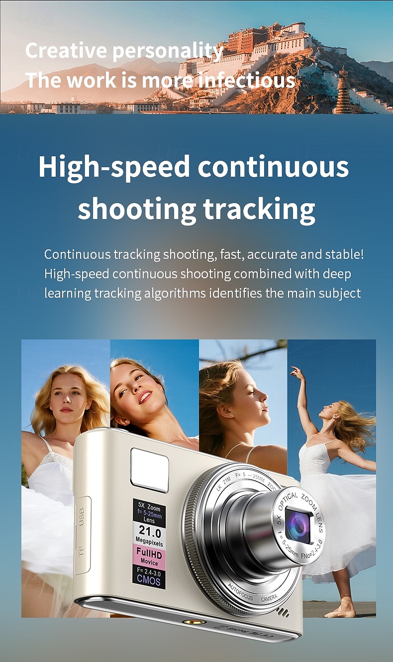 Uusi 4k fhd -digikamera 64 gigatavun muistikortilla vuodelta 2025, kompakti, pieni ja edullinen ladattava valokuvauskamera, 64 megapikselin automaattitarkennuskamera, erittäin sopiva aloitteleville 2026 - $117.99 –P12