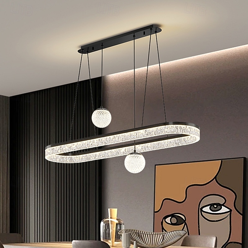 Candelabru oval cu LED negru, lumină de tavan inelară modernă suspendată pentru insulă de bucătărie, bar restaurant, corp de iluminat cu pandantiv cu lumină variabilă tricoloră 3000k-6000k 2026 - $329.69 –P7