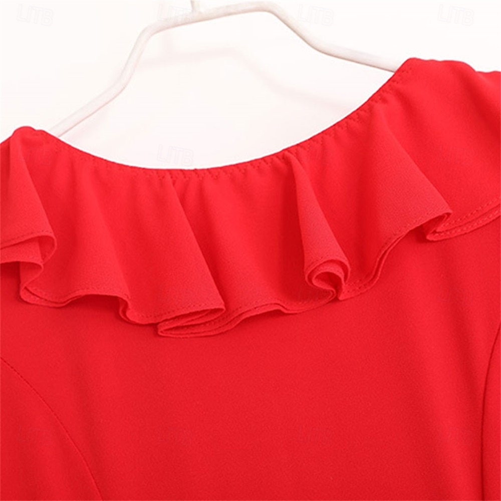 knee length dresses for ladies Shinning Red Pageant Dance Dresses, Back To School Party Gown A Line L