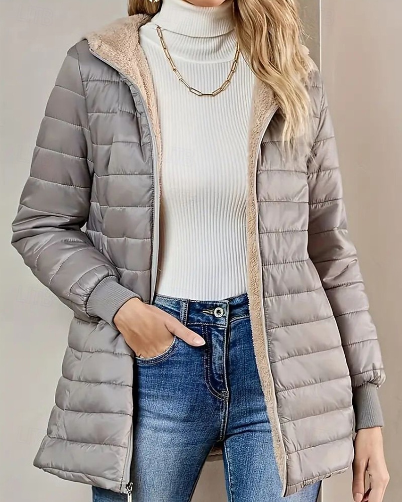 Damskie Płaszcz zimowy Dół Kurtka z kapturem Zatrzymujący ciepło Wygodny Zamek Kieszeń Codzienny Równina Na zewnątrz Urlop Święto Wyjściowe Długie Kaptur Luźna Długi rękaw Odzież wierzchnia Granatowy 2025 - $37.99 –P2