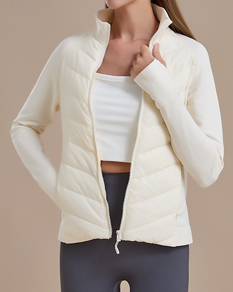 Women's Hiking Jacket Puffer Jacket Thermal Jacket Outdoor Thermal Warm Hiking Outfits Hiking Clothes Winter Autumn / Fall Top Camping / Hiking / Caving Winter Sports Running Solid Color Black White 2026 - $107.99 –P1