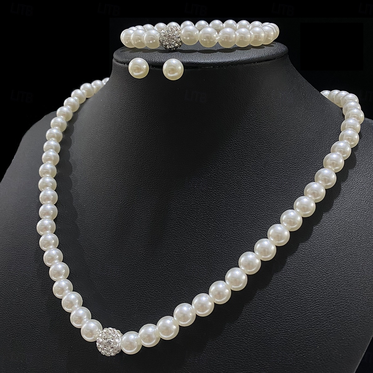 klassisches Perlenschmuckset – elegante weiße Imitationsperlenkette, Armband & Ohrstecker für Damen 2026 - $11.99 –P1