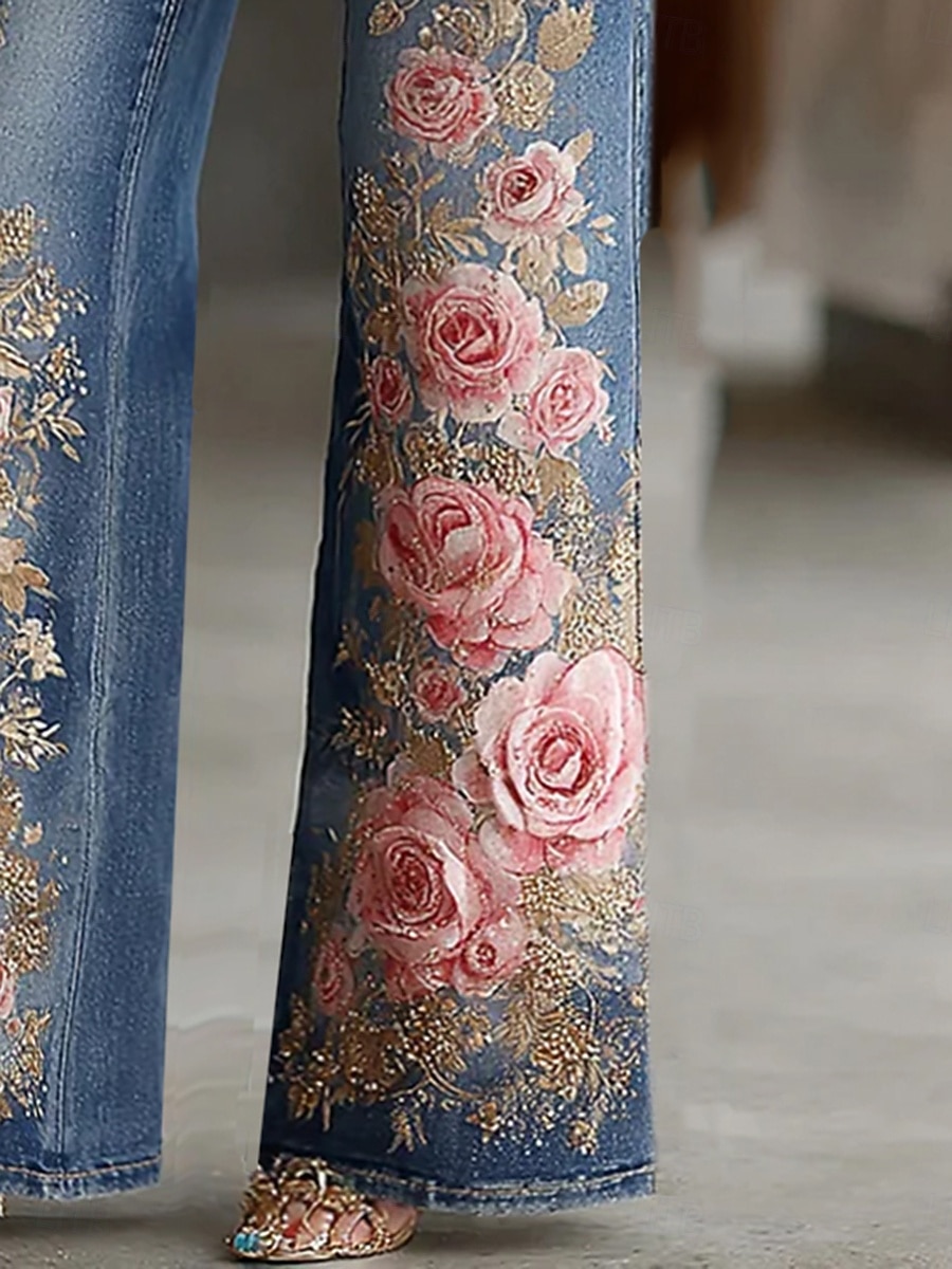 Per donna Gamba larga Chinos Vacanza Vintage Stile Etnico Lunghezza intera Vita Alta Floreale Grafico Tasca Stampa Comodo Morbido Confortevole Micro-elastico All'aperto Vacanza Streetwear Blu del 2026 a $49.99 –P3