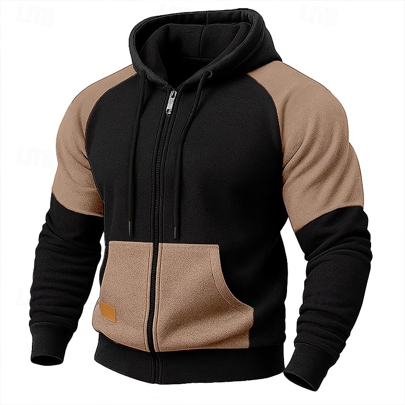 Voor heren Trui met capuchon Hoodie met volledige rits Fleece hoodie Tactische capuchon blauw Khaki Rood Bruin Groen Capuchon Effen Vetoketju Casual Dagelijks Sport & Outdoor Katoen Polyester 2026 - $28.99 –P2