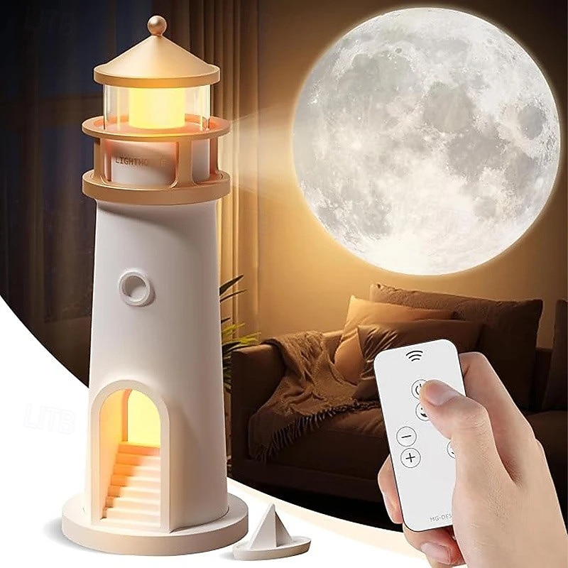 Moon Lamp Projection Lighthouse Lamps Night Light Remote Control Bluetooth Music Motion Ambient Lights Xmas Birthday Valentine's Day Gift 2026 - $39.99 –P1