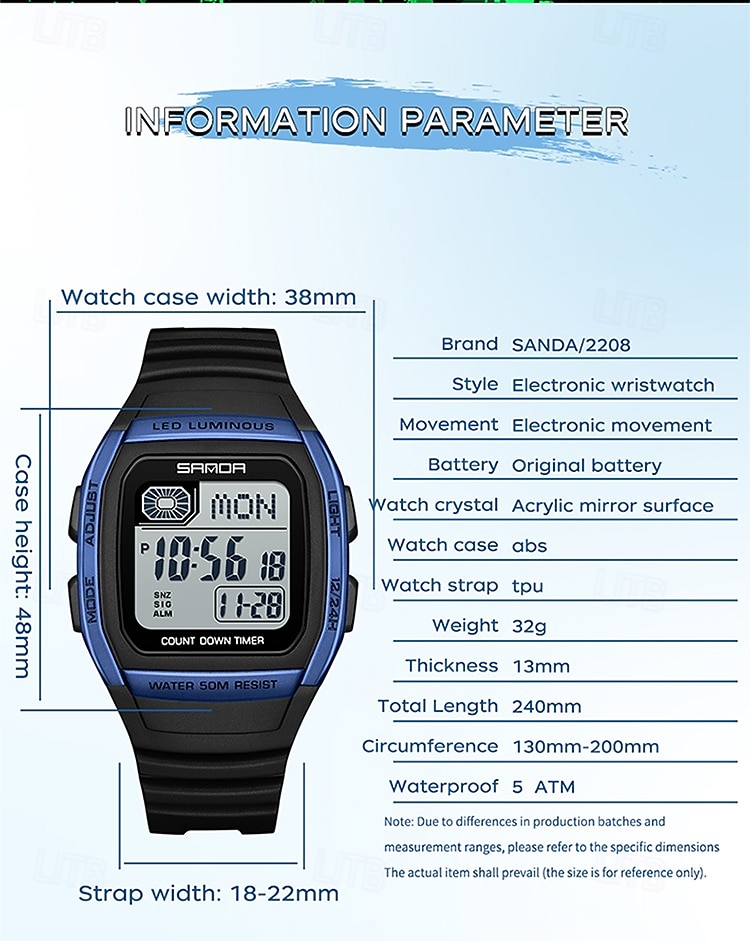 SANDA Gift for Women Men Digital Watch Large Dial Outdoor Sports Casual Luminous Calendar Date Waterproof Silicone Watch 2026 - $29.99 –P6