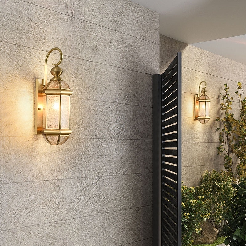 Iluminação externa 17 polegadas (cerca de 43,2 cm) luz de parede externa de cobre lanterna preta luz de varanda ip65 luz de parede externa à prova d'água adequada para casa, quintal, garagem, entrada de 2026 por $242.79 –P3