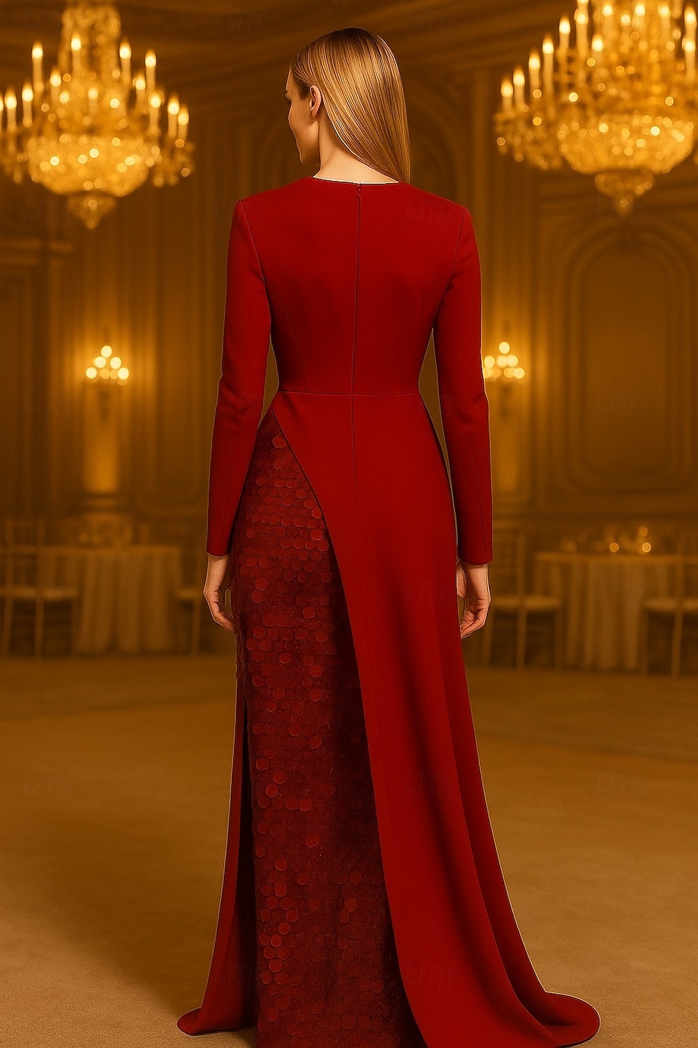 A-Linie Abendkleid Elegant Formelle Kleidung Formell Hochzeit Bodenlang Langarm V Ausschnitt Paillettenbesetzt mit Glitzer 2025 2025 - $144.99 –P2