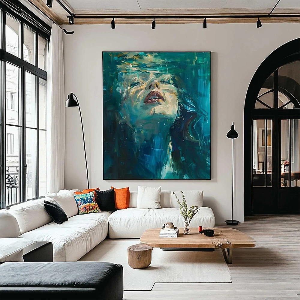 velká abstraktní malba dámy, ženský obličej, originální nástěnné umění, beztvářný portrét, figurativní malba na plátně, zarámovaná nástěnná dekorace ženy 2026 - $43.99 –P1