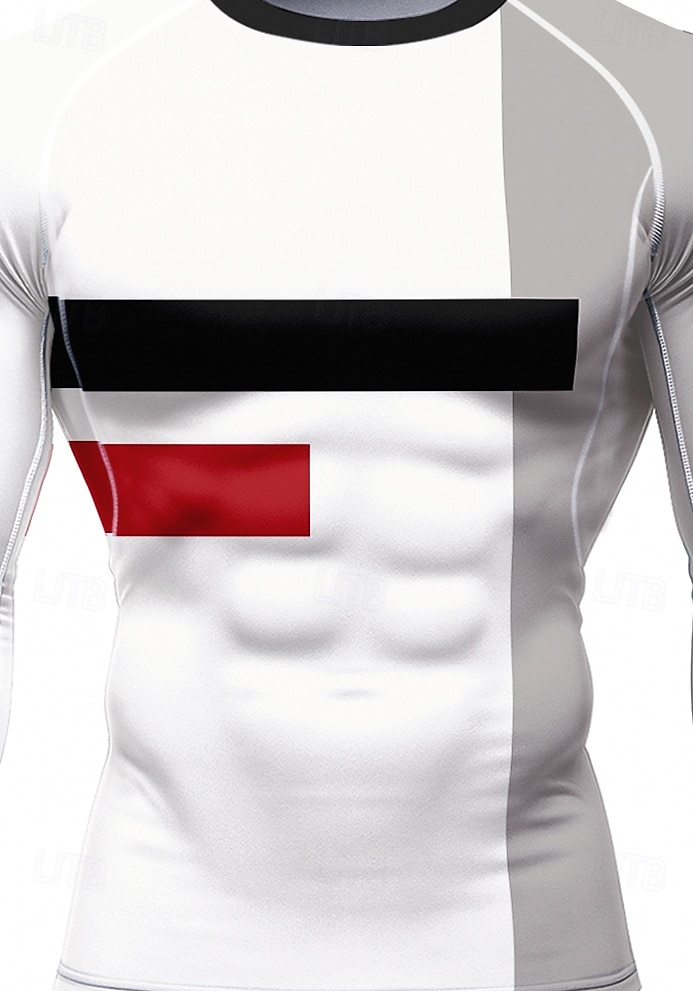 Homens Geométrica Camisetas Compressão Camiseta de Corrida Primavera Outono Impressão 3D Bloco de cor Manga Longa Secagem Rápida Compressão Power Flex Pavio Humido Respirável Treino de Ginástica de 2026 por $20.99 –P3